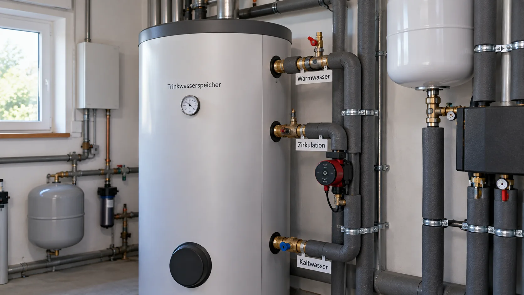 Warmwasserspeicher mit Zirkulationsanschluss