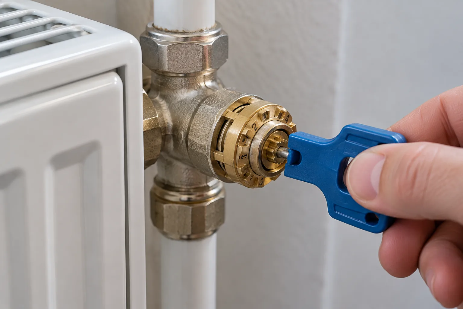 Thermostatventil mit Voreinstellring und Einstellschlüssel