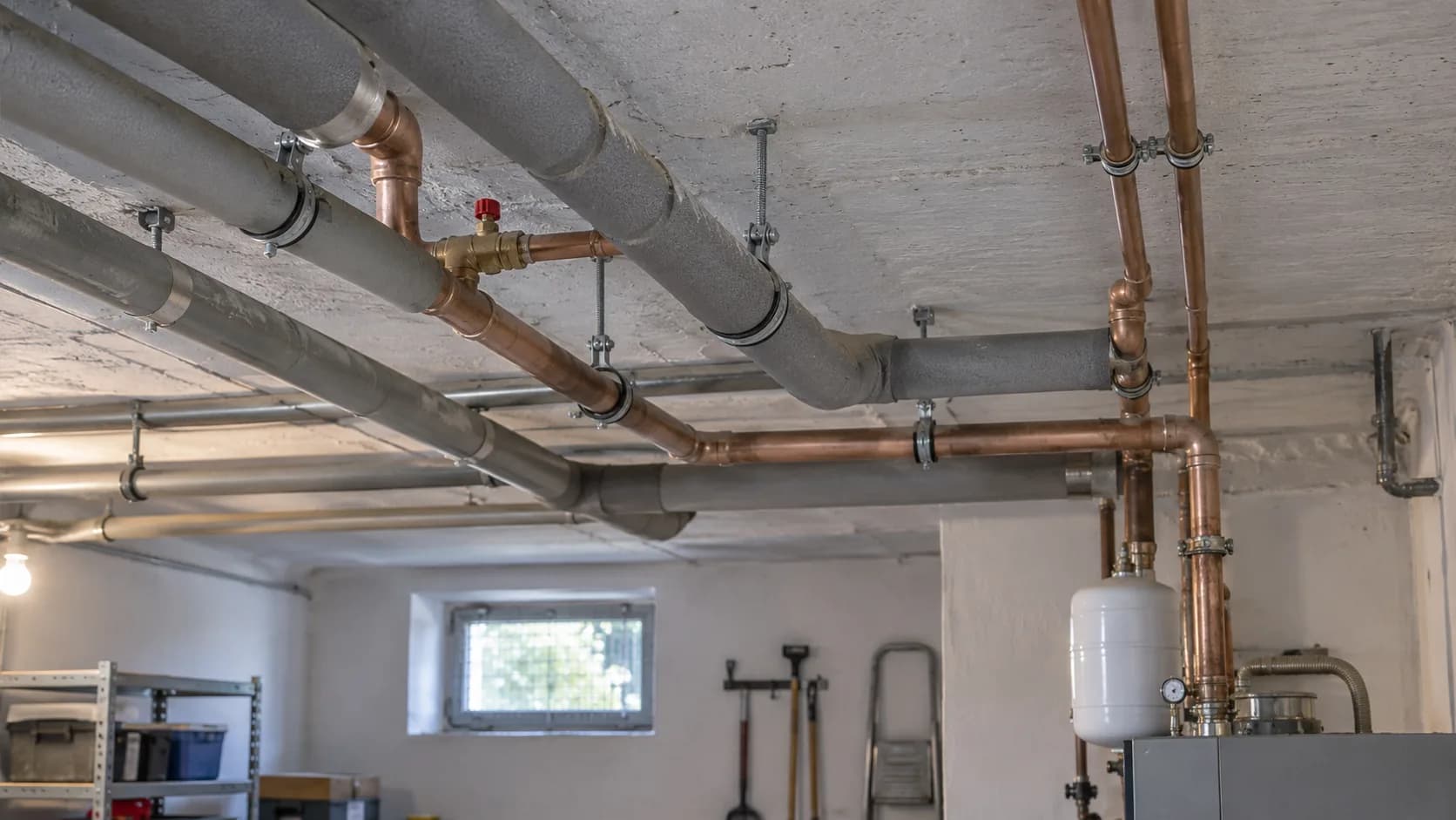 Alte Heizungsrohre im Keller eines Bestandsgebäudes