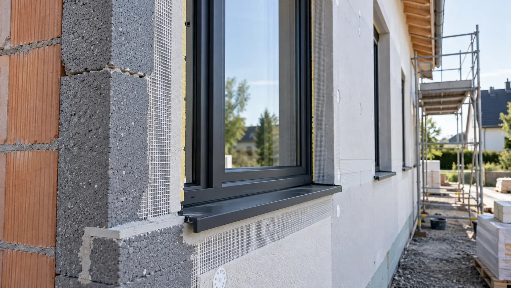 Neubau mit durchgehender Dämmebene und dreifach verglasten Fenstern