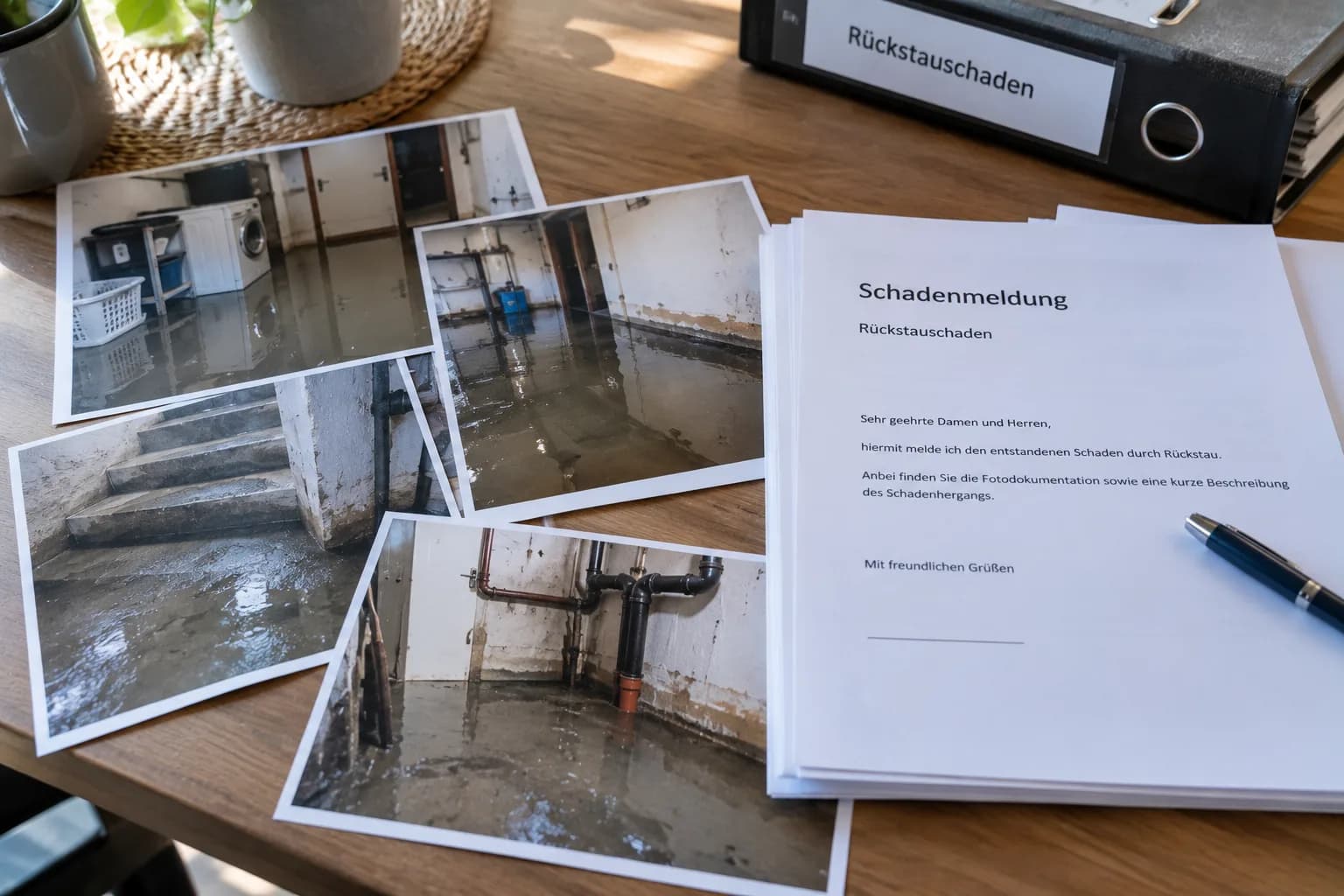 Dokumentation eines Rückstauschadens für die Versicherung