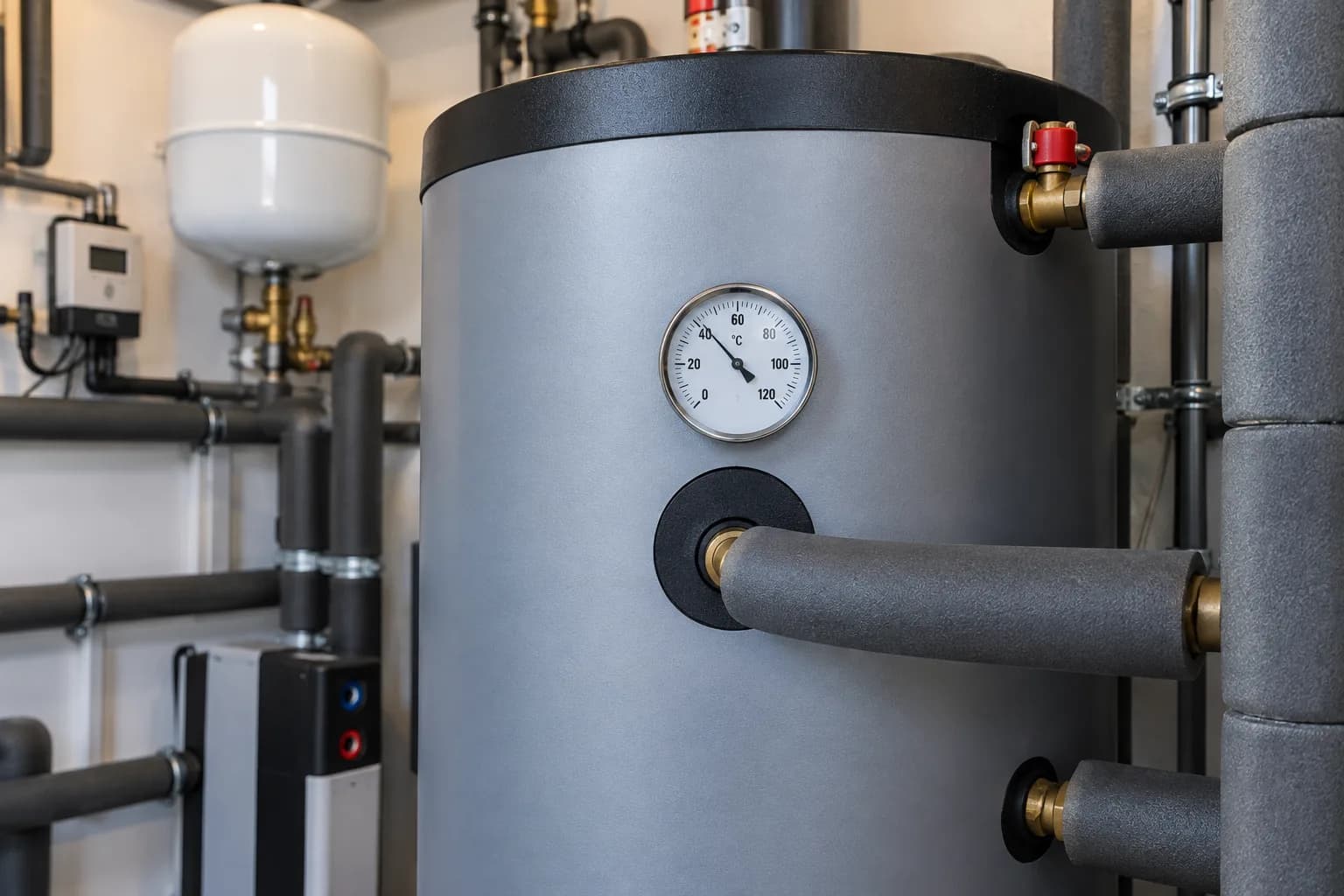 Warmwasserspeicher mit Temperaturanzeige