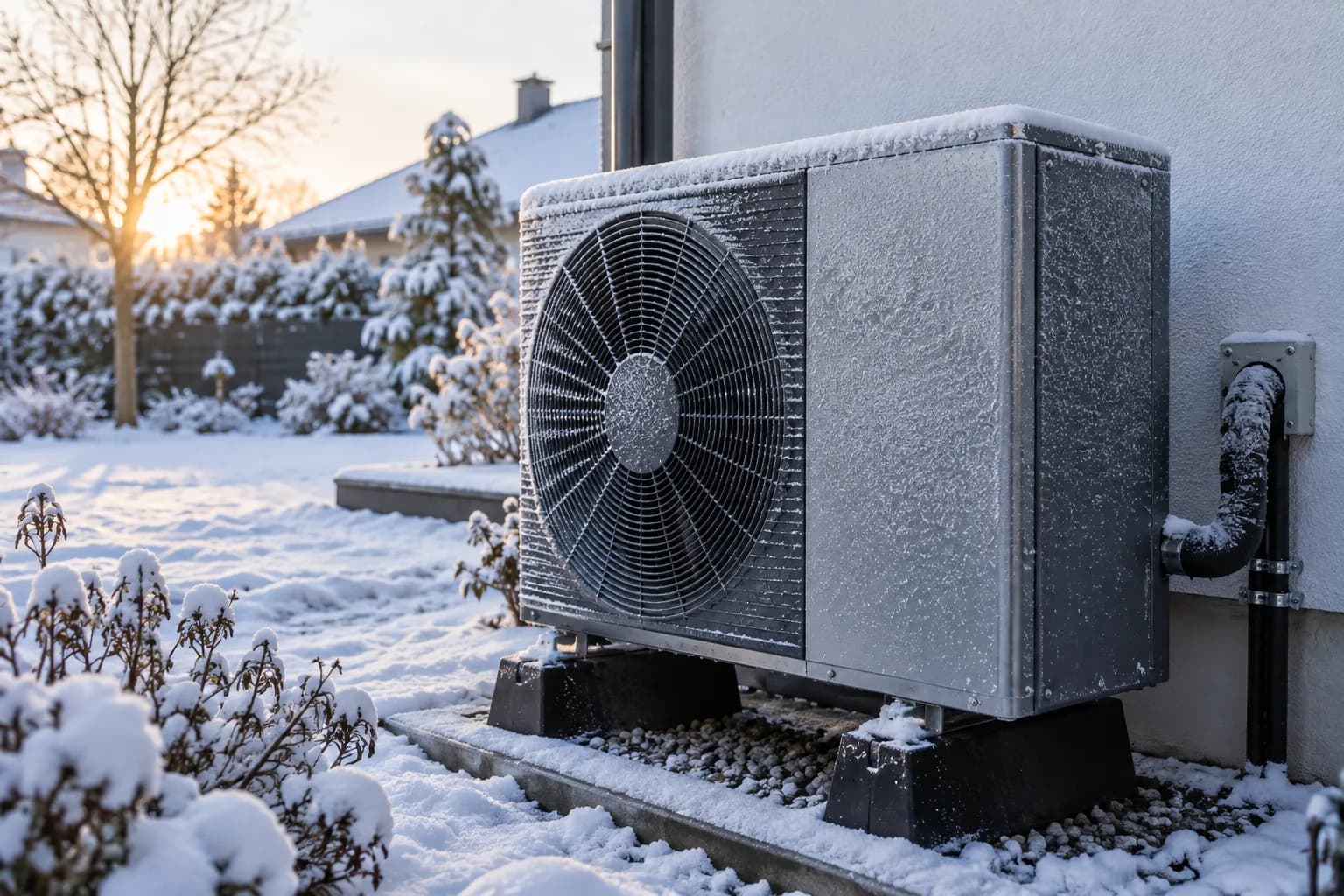 Wärmepumpe im Dauerbetrieb an einem Frosttag