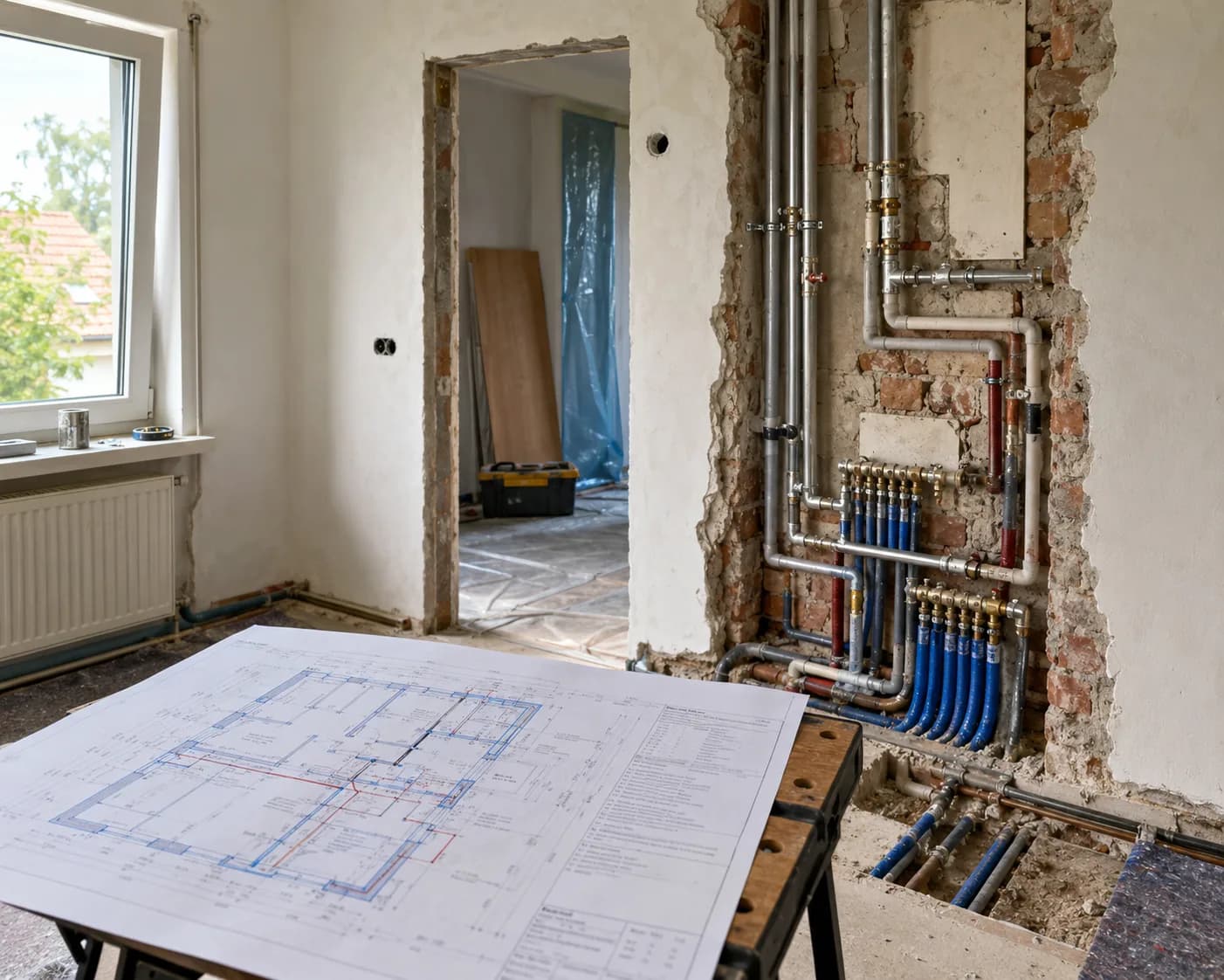 Baustelle einer Modernisierung im Einfamilienhaus